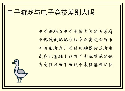 电子游戏与电子竞技差别大吗